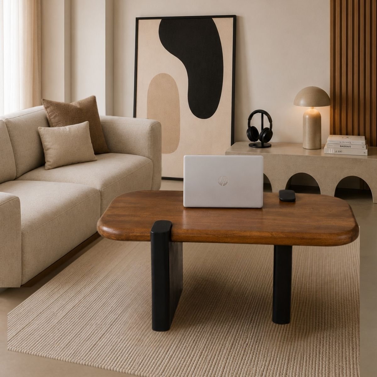 Rooted Modern Solid Wood Center Table - Centre Tables - Gharaana
