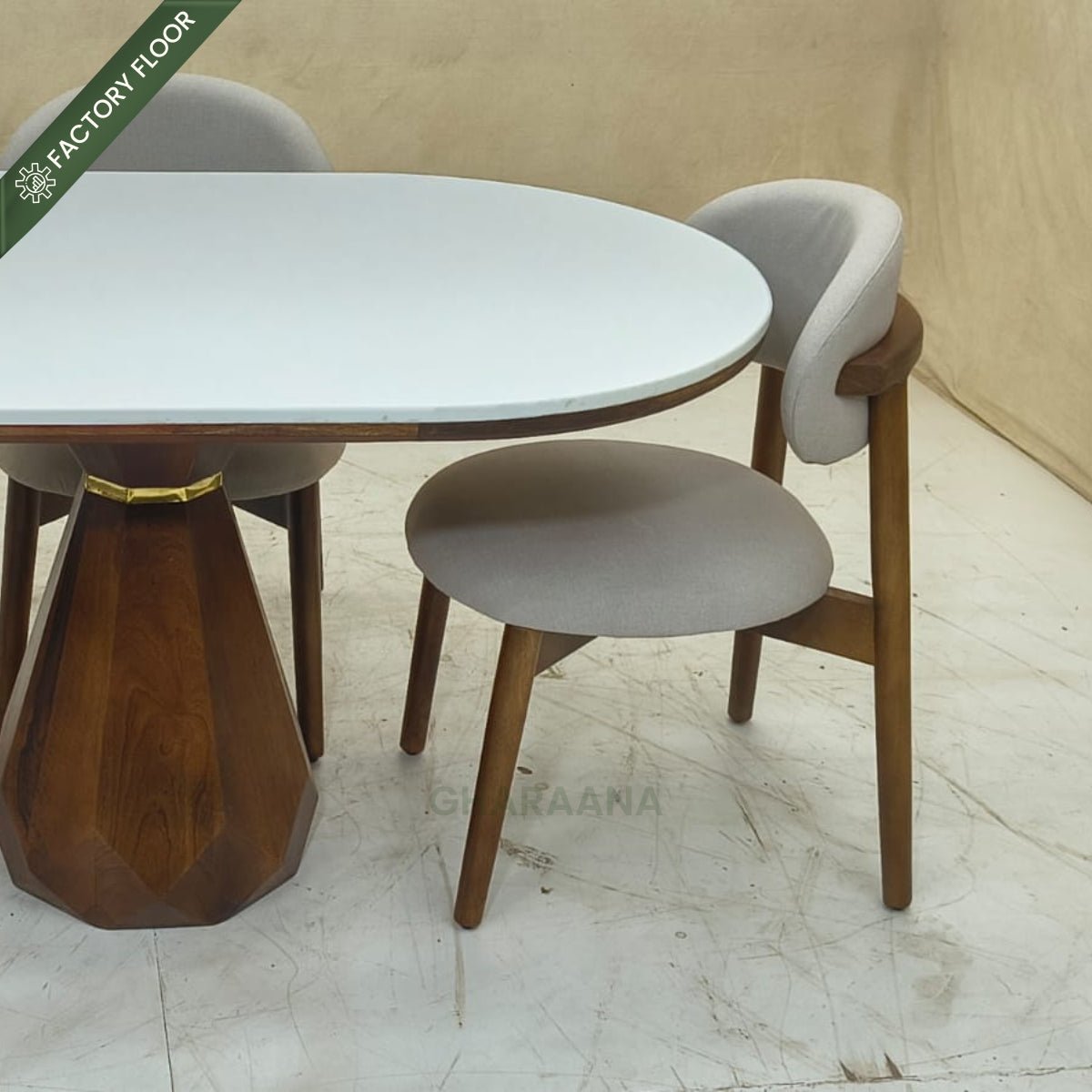 Barlow Marble-Top Wooden Dining Table Set - Dining Set - Gharaana