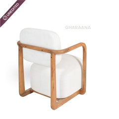 Ojas Wooden Plush Armchair - Armchairs - Gharaana