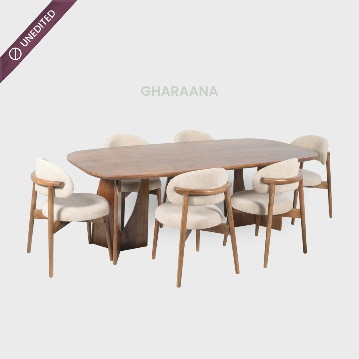 Crescent Wooden Dining Table Set - Dining Set - Gharaana