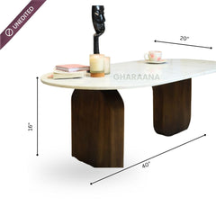 Ohana Natural Marble Minimalist Centre Table - Centre Tables - Gharaana