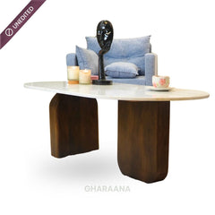 Ohana Natural Marble Minimalist Centre Table - Centre Tables - Gharaana