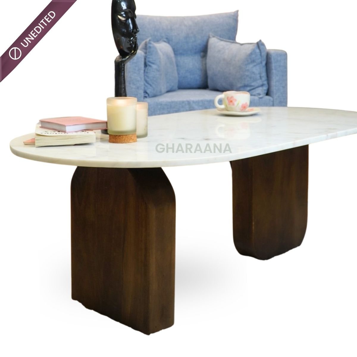 Ohana Natural Marble Minimalist Centre Table - Centre Tables - Gharaana