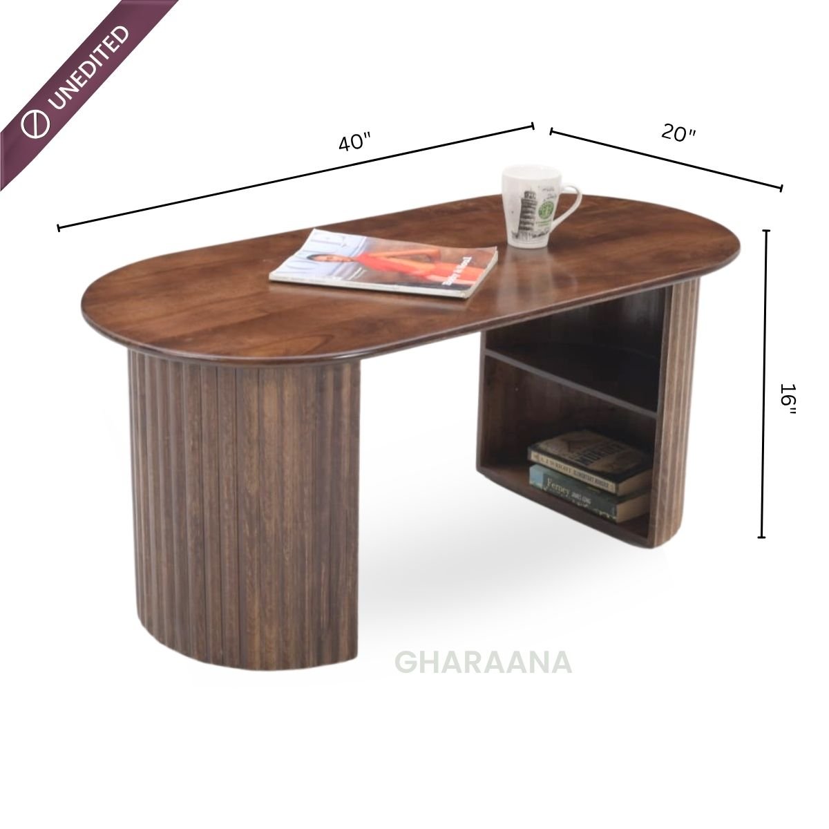 Sloan Fluted Leg Wooden Centre Table - Centre Tables - Gharaana
