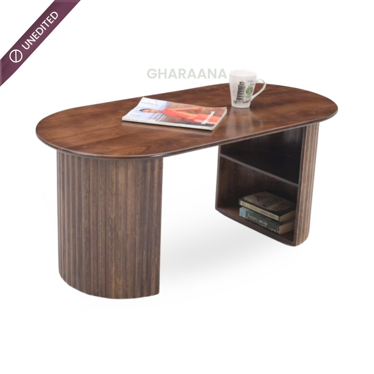 Sloan Fluted Leg Wooden Centre Table - Centre Tables - Gharaana