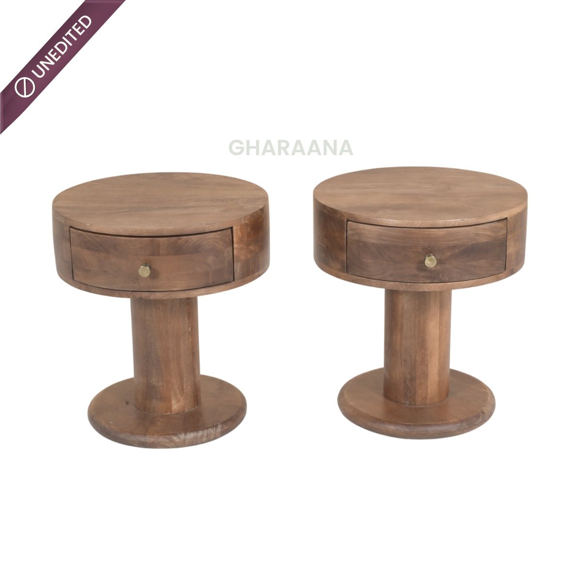 Avo 100% Solid Wood Upholstered Bed with Bedside Tables - Beds - Gharaana