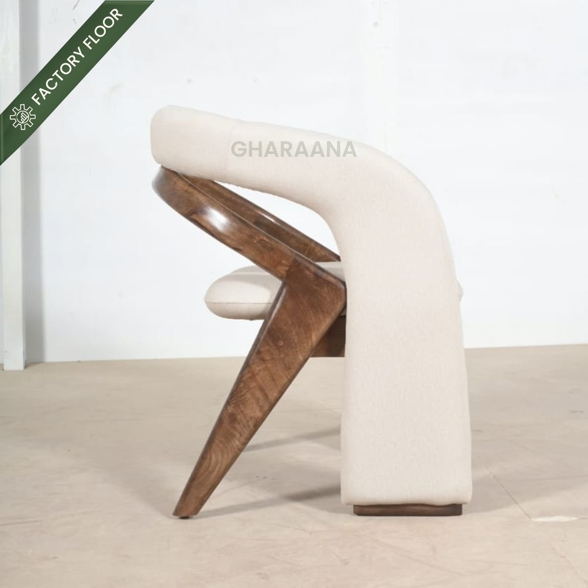 Ramya Wooden Plush Armchair - Armchairs - Gharaana