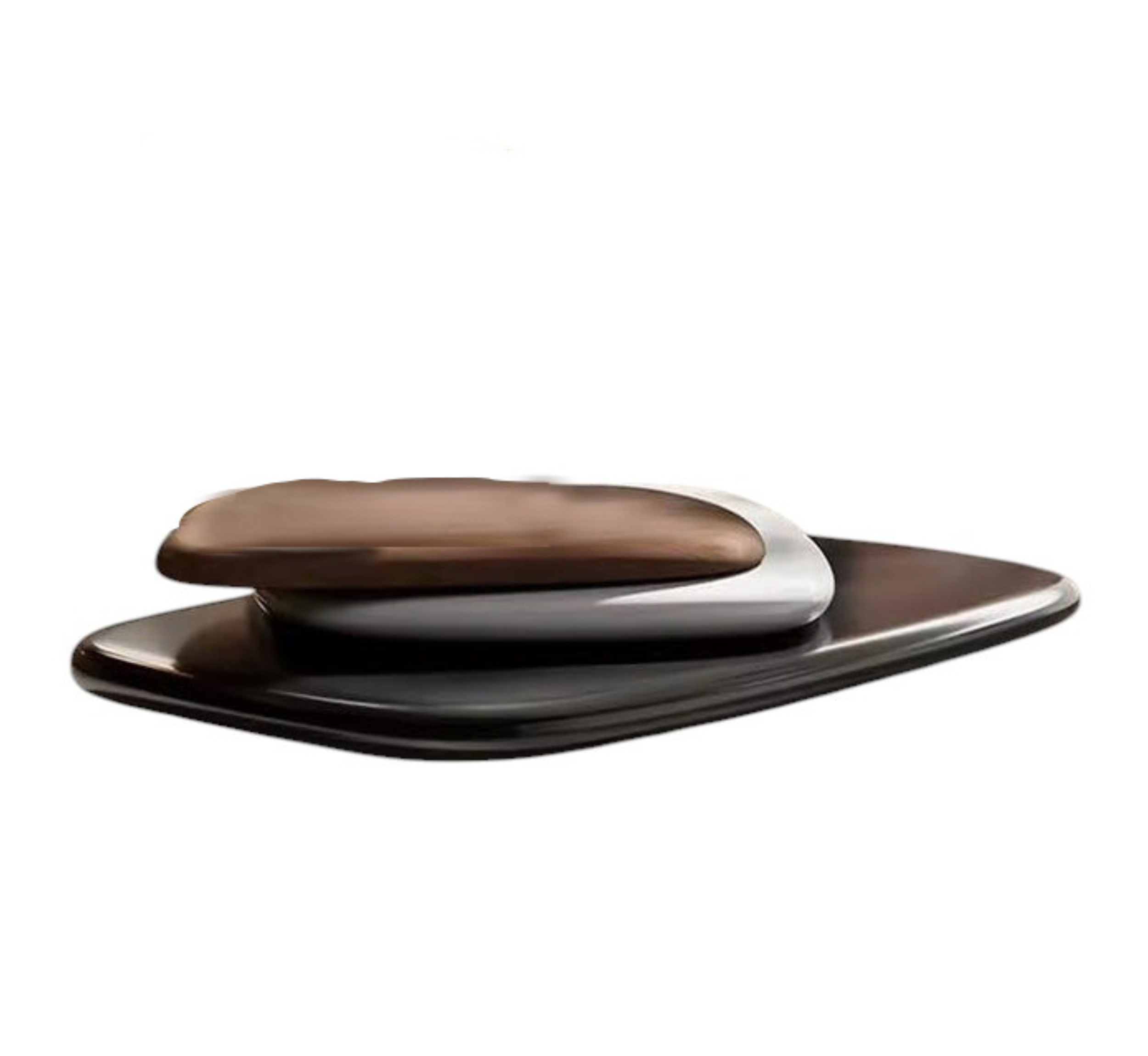 Pebble Wooden Rotating 3-Tier Centre Table
