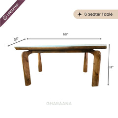 Vuta Marble-Top Wooden Dining Table Set - Dining Set - Gharaana