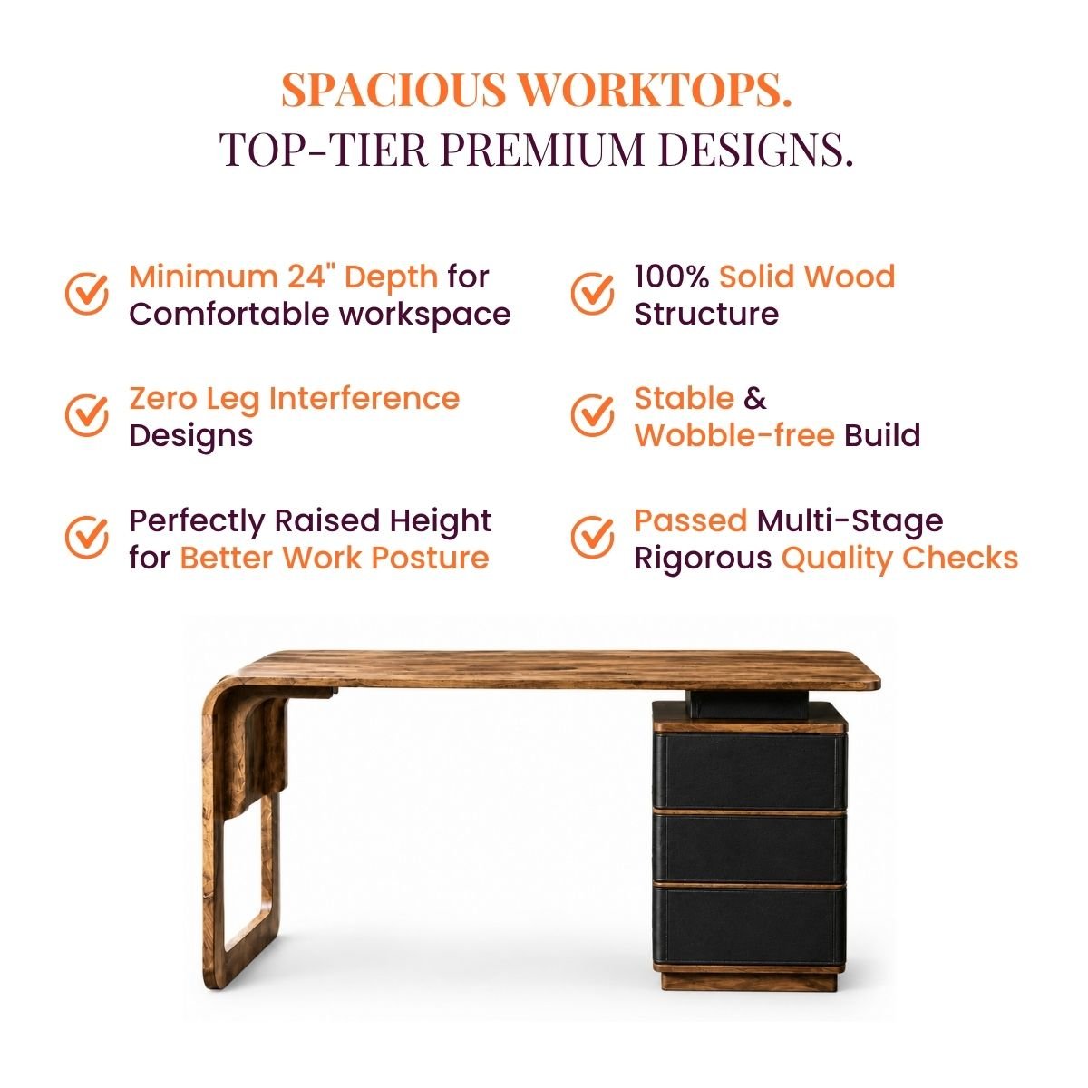 Manor Wooden Home Office Working Desk - Office Desk - Gharaana