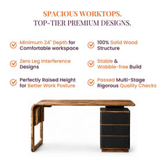 Manor Wooden Home Office Working Desk - Office Desk - Gharaana