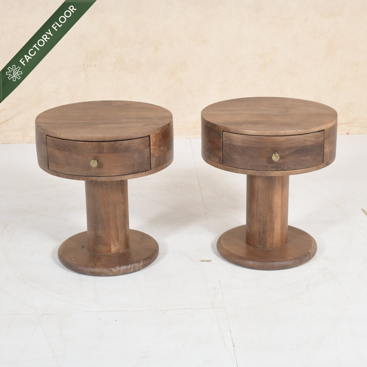 Avo 100% Solid Wood Upholstered Bed with Bedside Tables - Beds - Gharaana