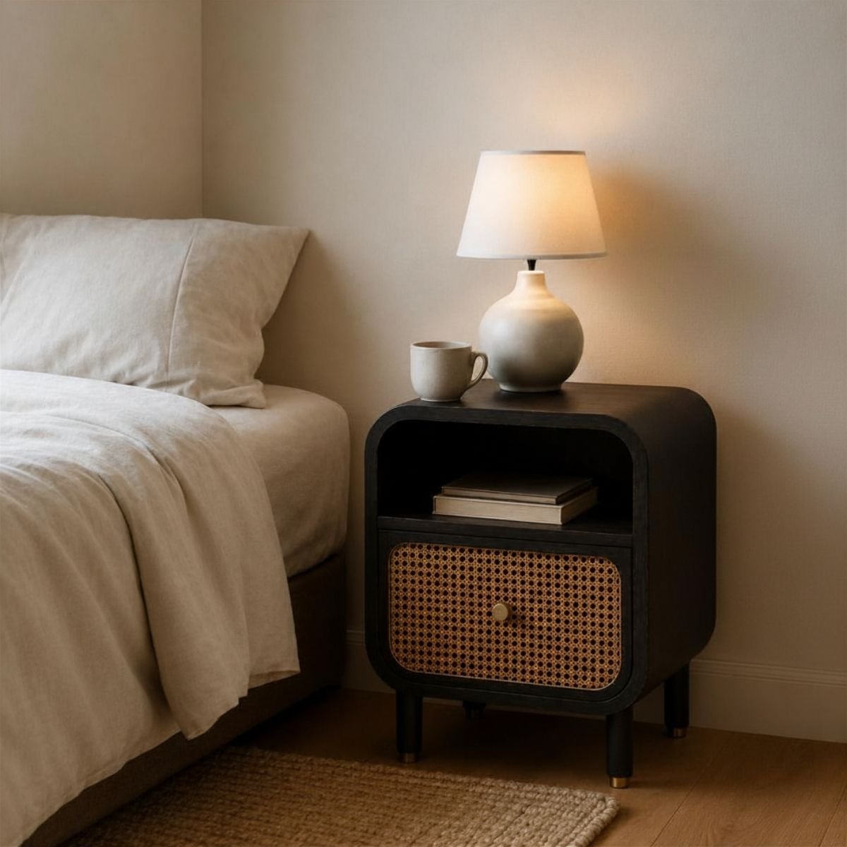 Massaman Wooden Bedside Table - Bedsides - Gharaana