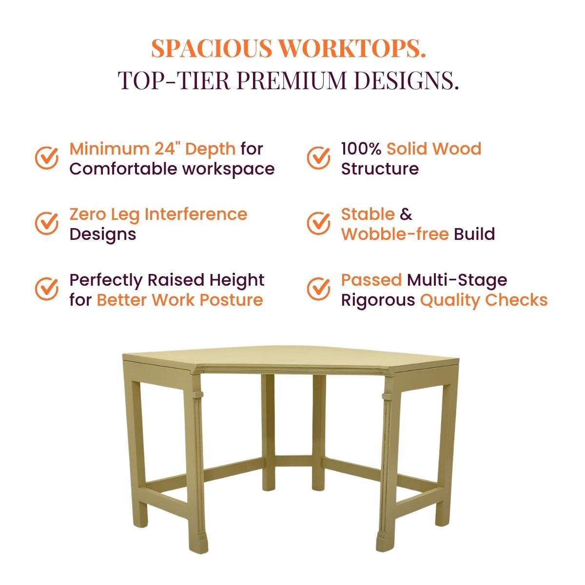 Arc Wooden Workstation Desk - Office Desk - Gharaana