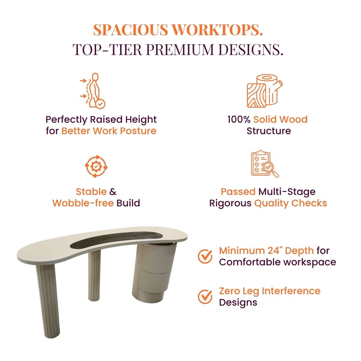 Alia Wooden Desk - Office Desk - Gharaana