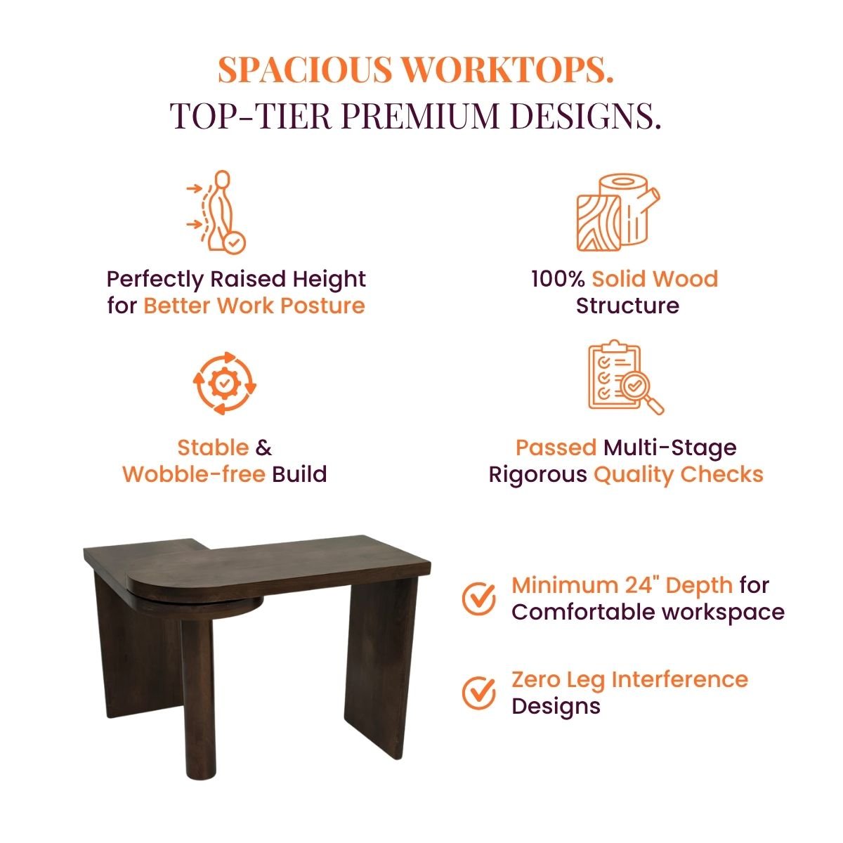 Prime Wooden Workstation Desk - Office Desk - Gharaana