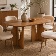 Crescent Wooden Dining Table Set - Dining Set - Gharaana