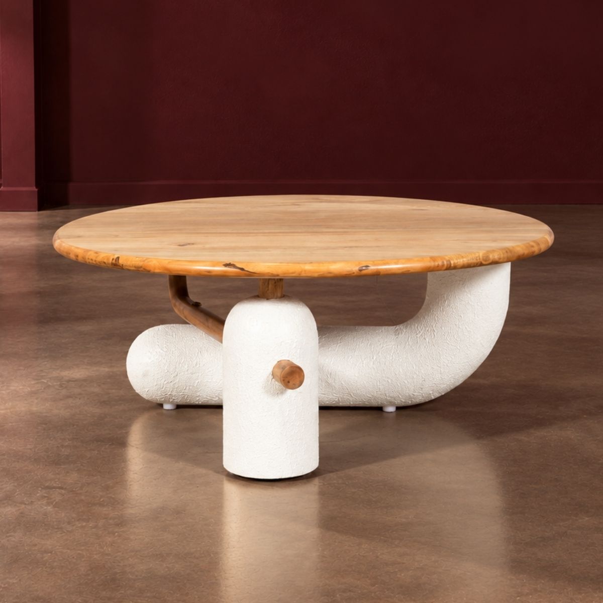 Aurum Round Stone Finish Coffee Table - Centre Tables - Gharaana