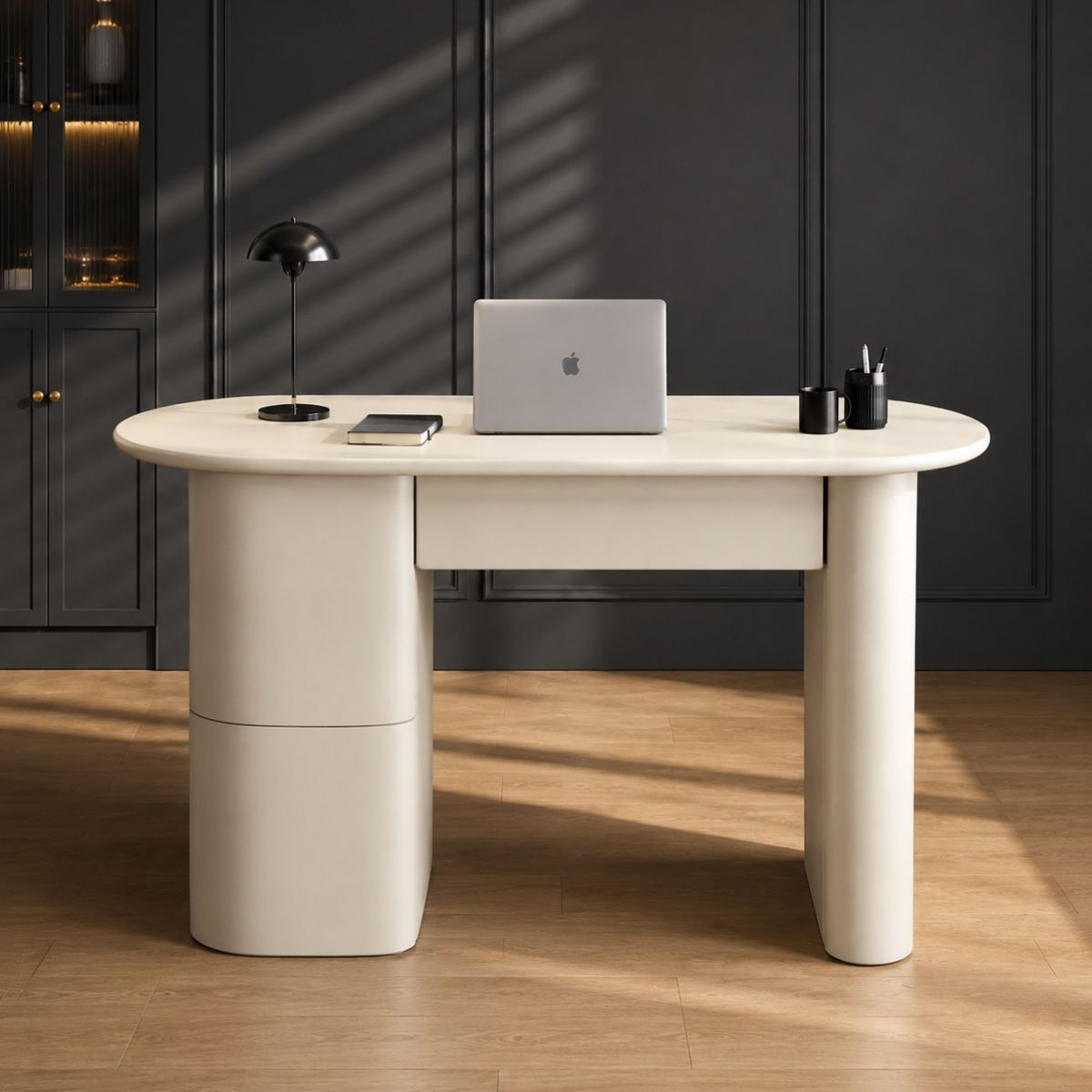Leyah Wooden Workstation Desk - Office Desk - Gharaana
