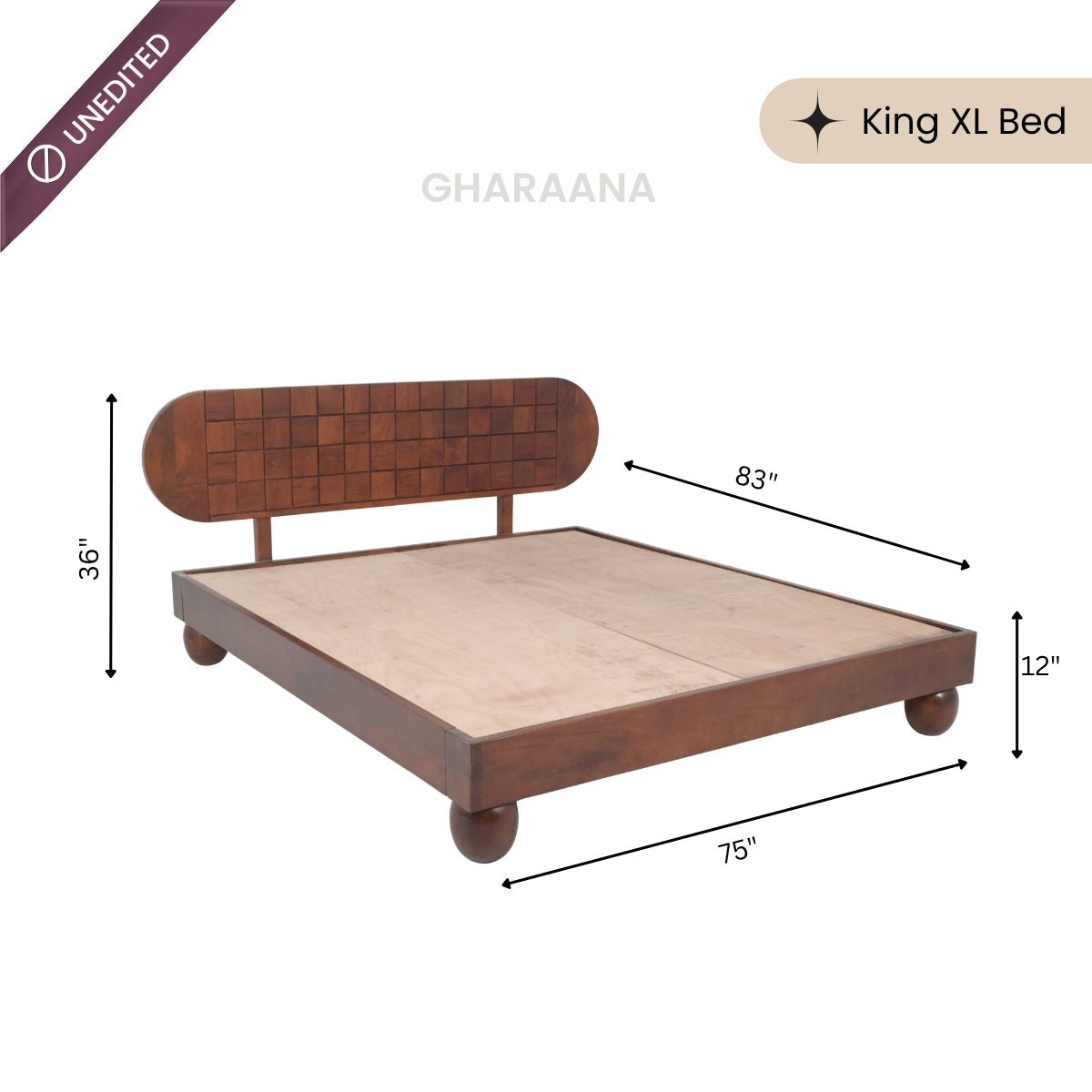 Isha 100% Solid Wood Bed with Bedside Tables - Beds - Gharaana