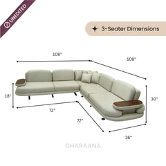 Monarch Wooden Upholstered L-Shaped Sofa Set (Left Aligment)