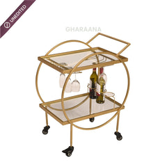 Forager 2-Tier Glass Bar Trolley - Trolleys - Gharaana