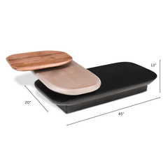 Pebble Wooden Rotating 3-Tier Centre Table