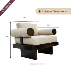 Swiss Wooden Plush Sofa - Armchairs - Gharaana