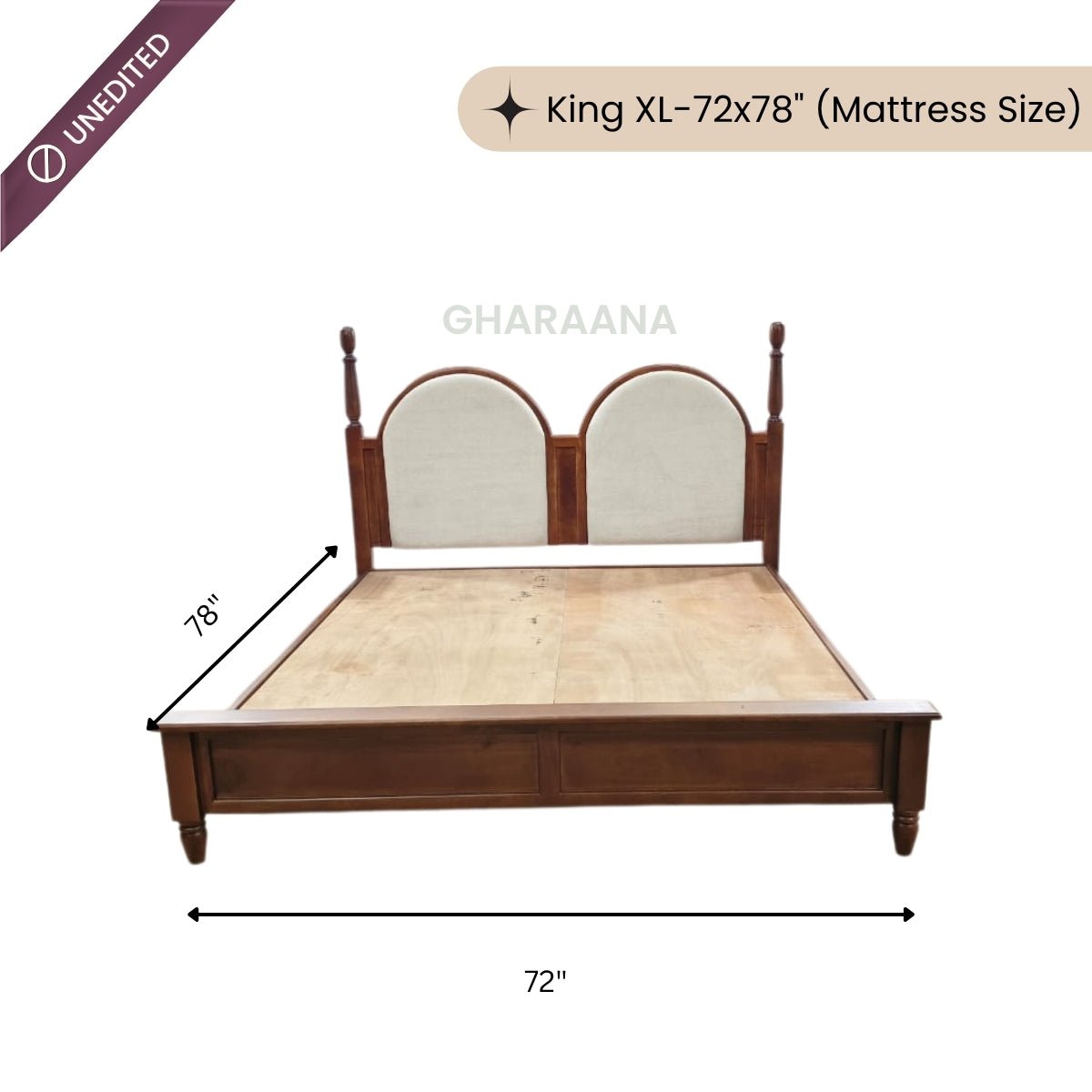 Vyas 100% Solid Wood Upholstered Bed - Beds - Gharaana