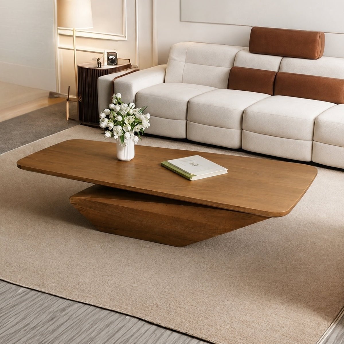 Gravity Modern Solid Wood Coffee Table - Large - Centre Tables - Gharaana