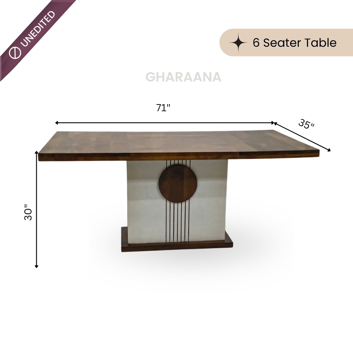 Sunburst Wooden Dining Table Set - Dining Set - Gharaana