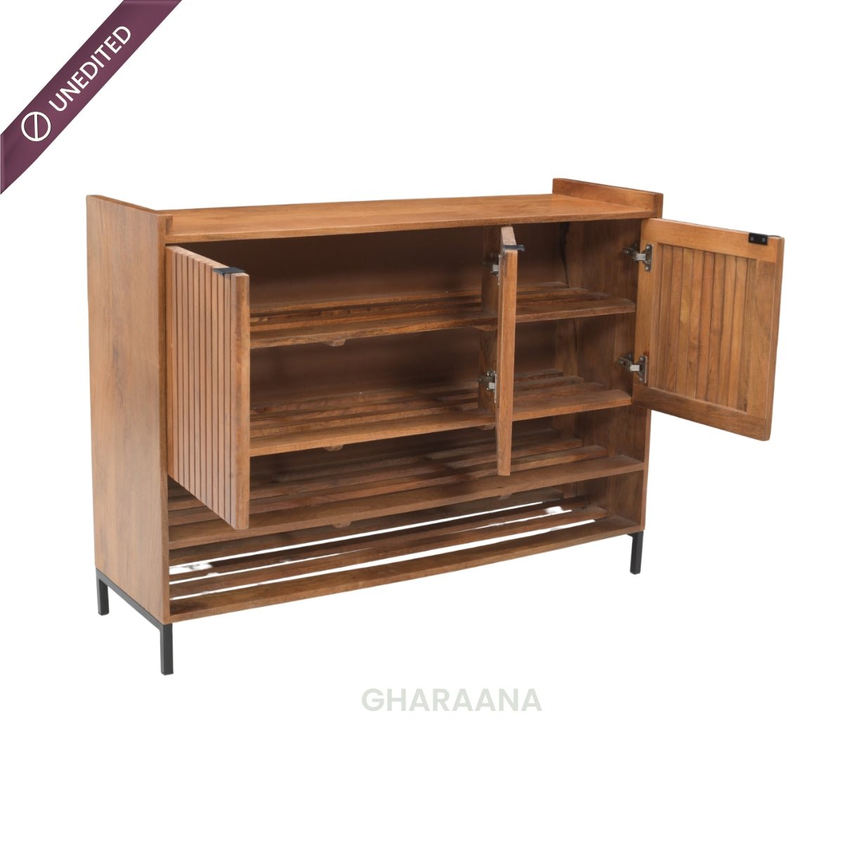 Sylvan Wooden Full Size Shoe Cabinet - Shoe Racks - Gharaana
