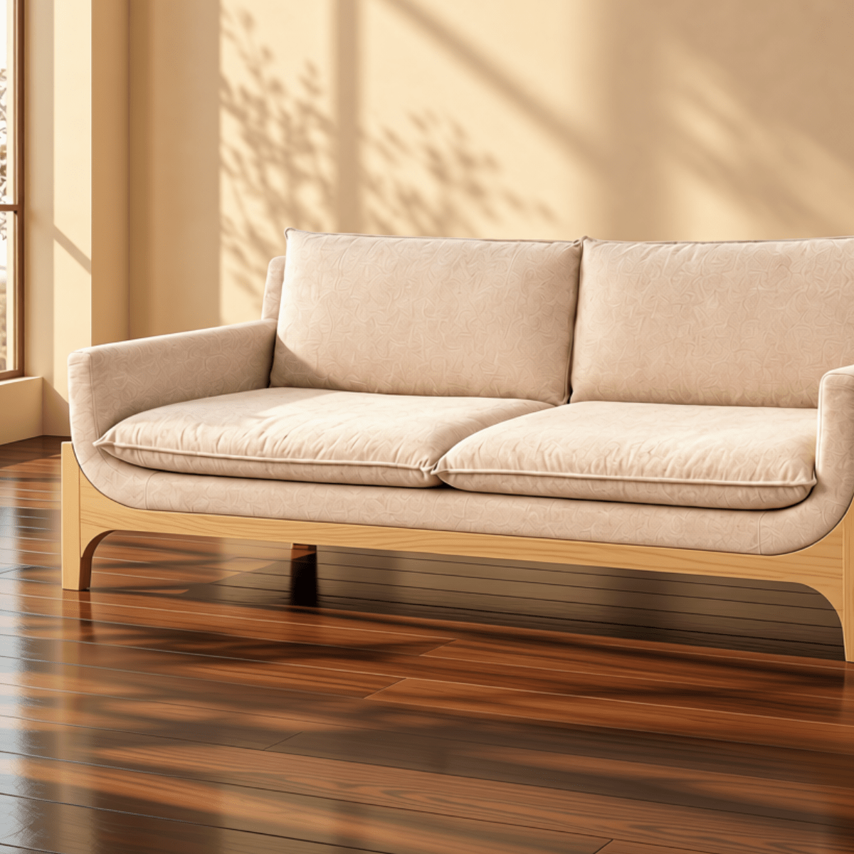 Raya 3-Seater Wooden Upholstered Sofa - Sofas - Gharaana