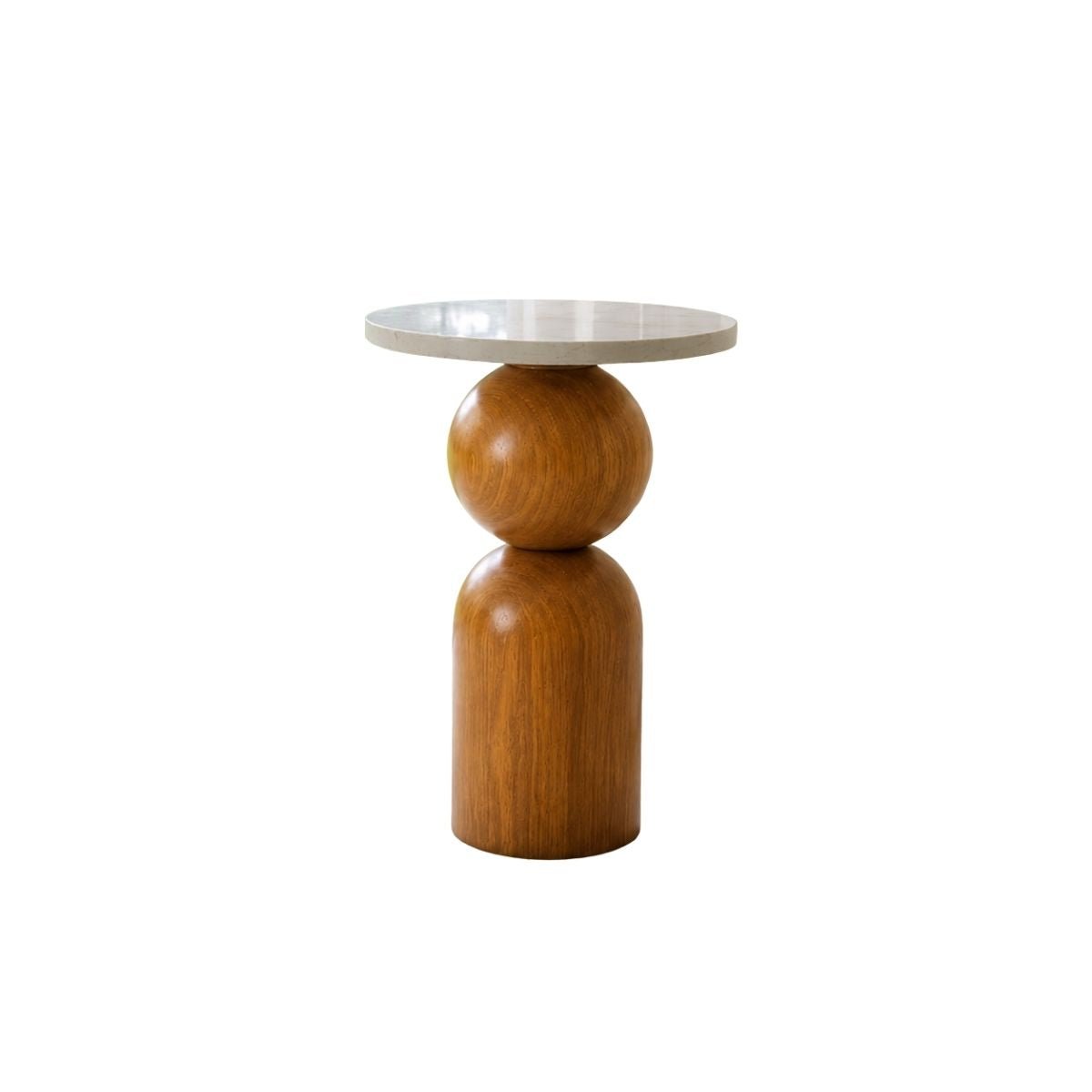Dove Marble-Top Wooden Side Table - Side Tables - Gharaana
