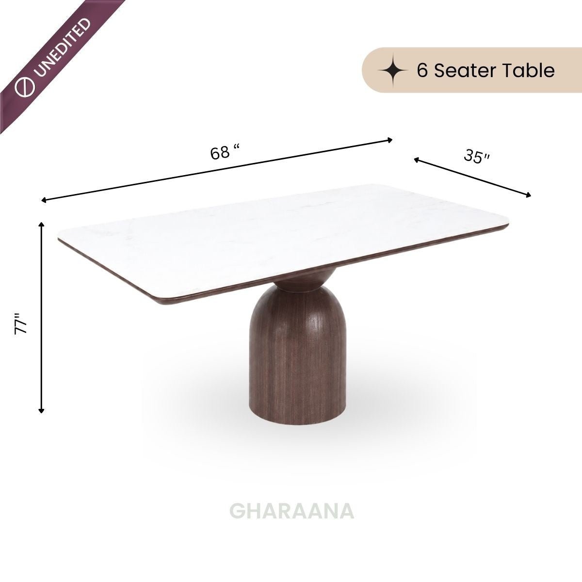 Adhira Marble - Top Wooden Dining Table Set - Dining Set - Gharaana
