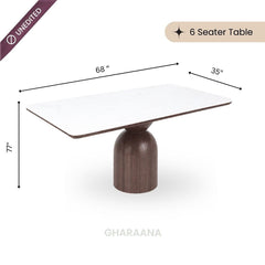 Adhira Marble - Top Wooden Dining Table Set - Dining Set - Gharaana