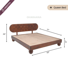 Isha 100% Solid Wood Bed with Bedside Tables - Beds - Gharaana
