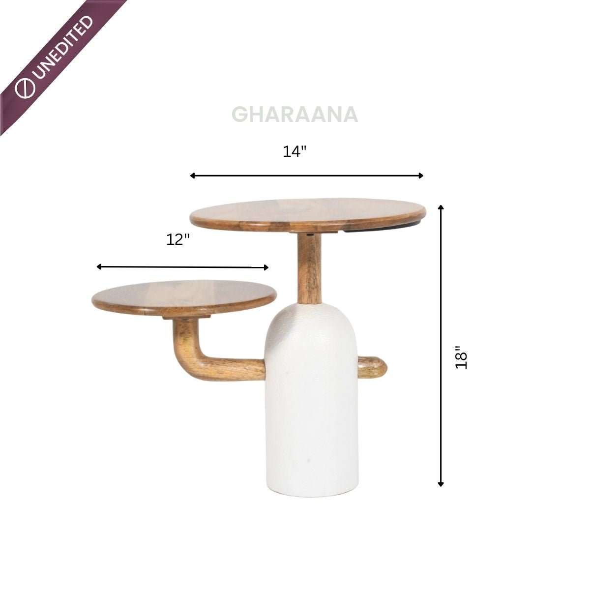 Aurum Round Stone Finish Coffee Table & Side Table Combo - Centre Tables - Gharaana