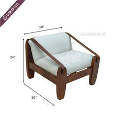 Prive Wooden Plush Armchair - Armchairs - Gharaana