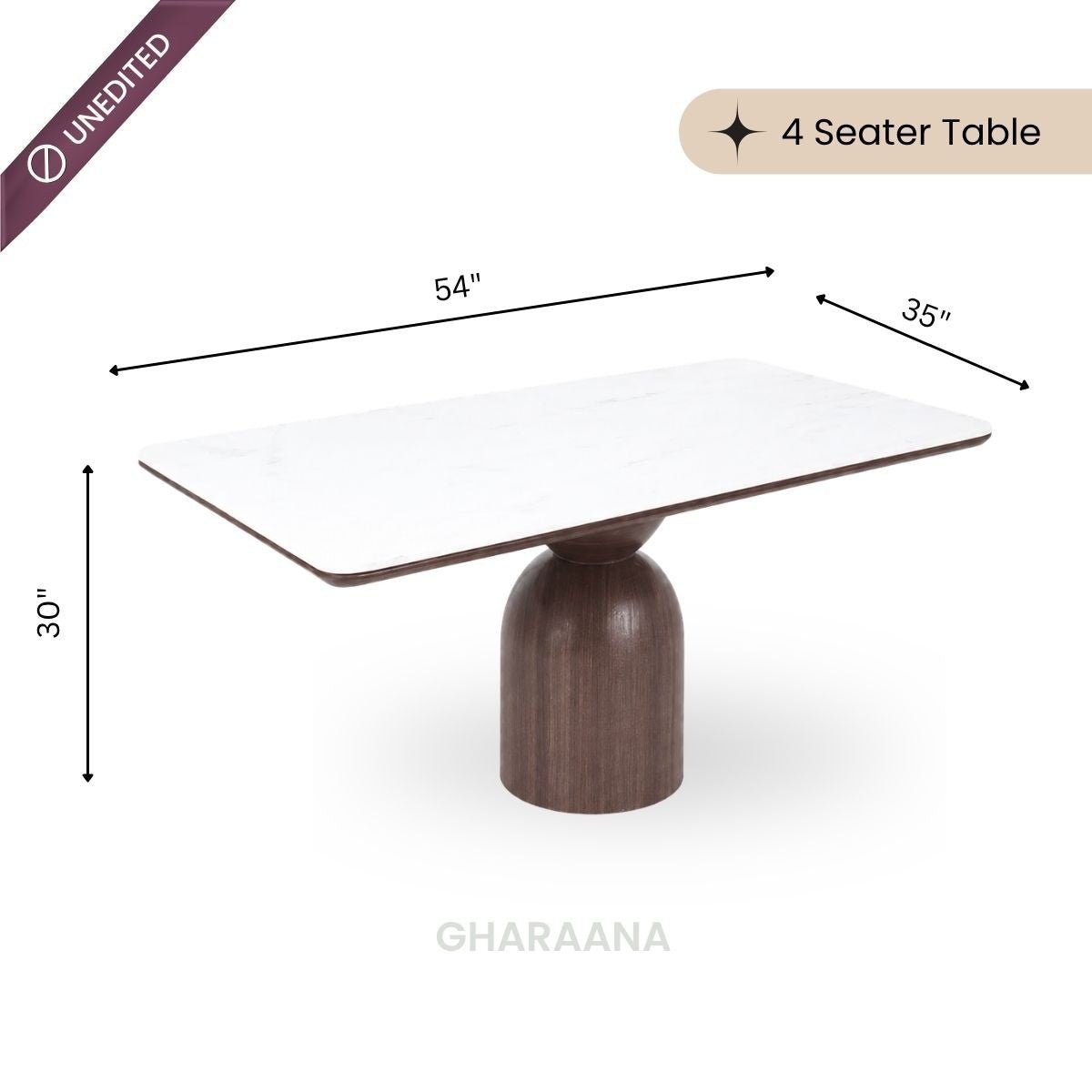 Adhira Marble - Top Wooden Dining Table Set - Dining Set - Gharaana