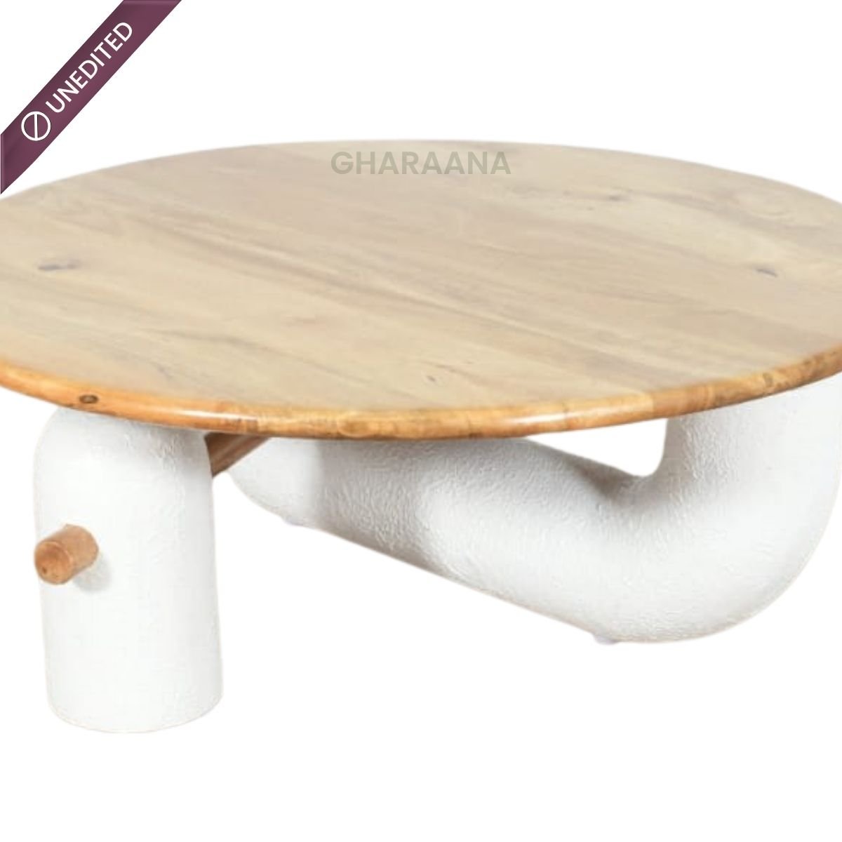 Aurum Round Stone Finish Coffee Table & Side Table Combo - Centre Tables - Gharaana