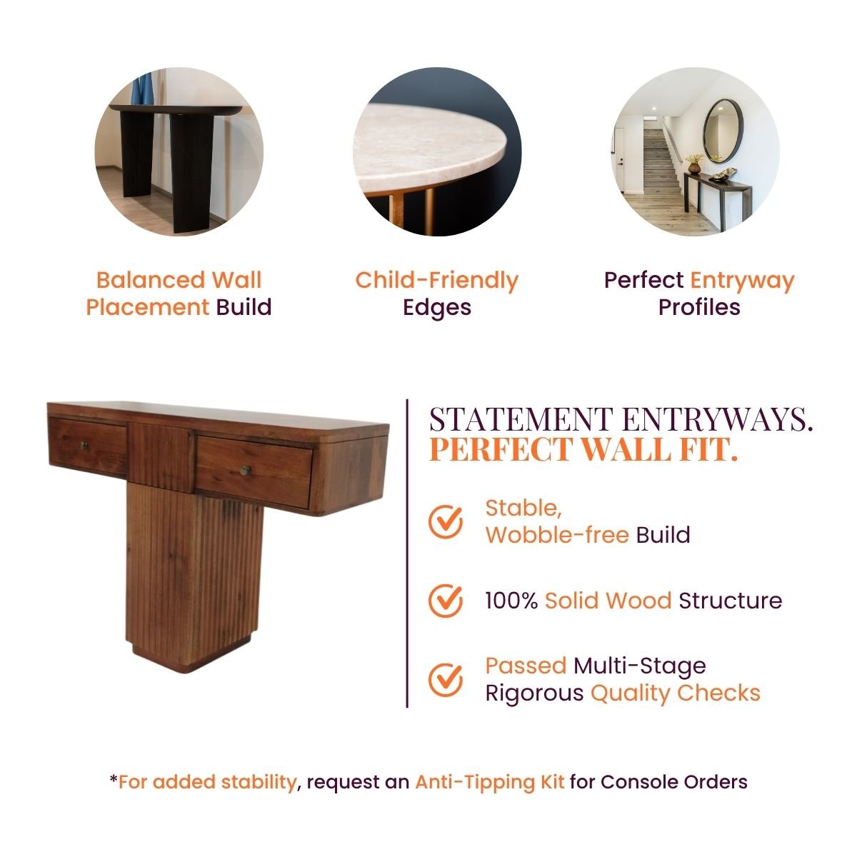 Mehr Wooden Console Table - Console Tables - Gharaana