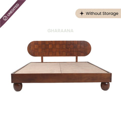 Isha 100% Solid Wood Bed with Bedside Tables - Beds - Gharaana