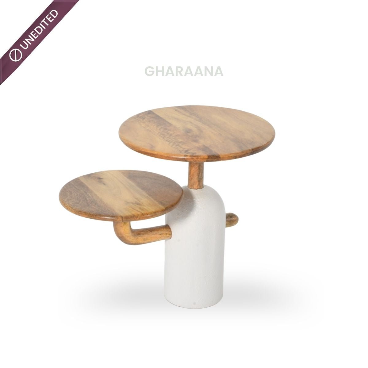 Aurum Round Stone Finish Coffee Table & Side Table Combo - Centre Tables - Gharaana