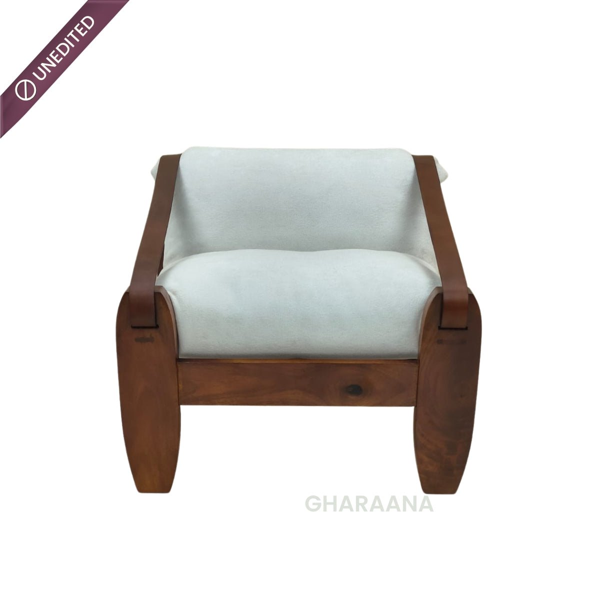 Prive Wooden Plush Armchair - Armchairs - Gharaana
