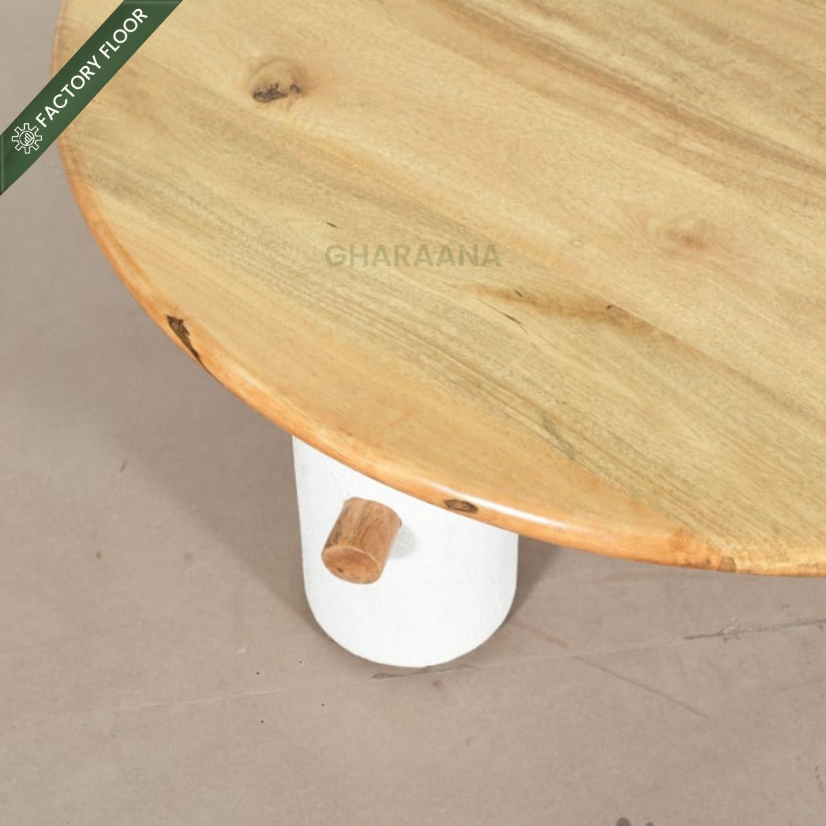 Aurum Round Stone Finish Coffee Table & Side Table Combo - Centre Tables - Gharaana
