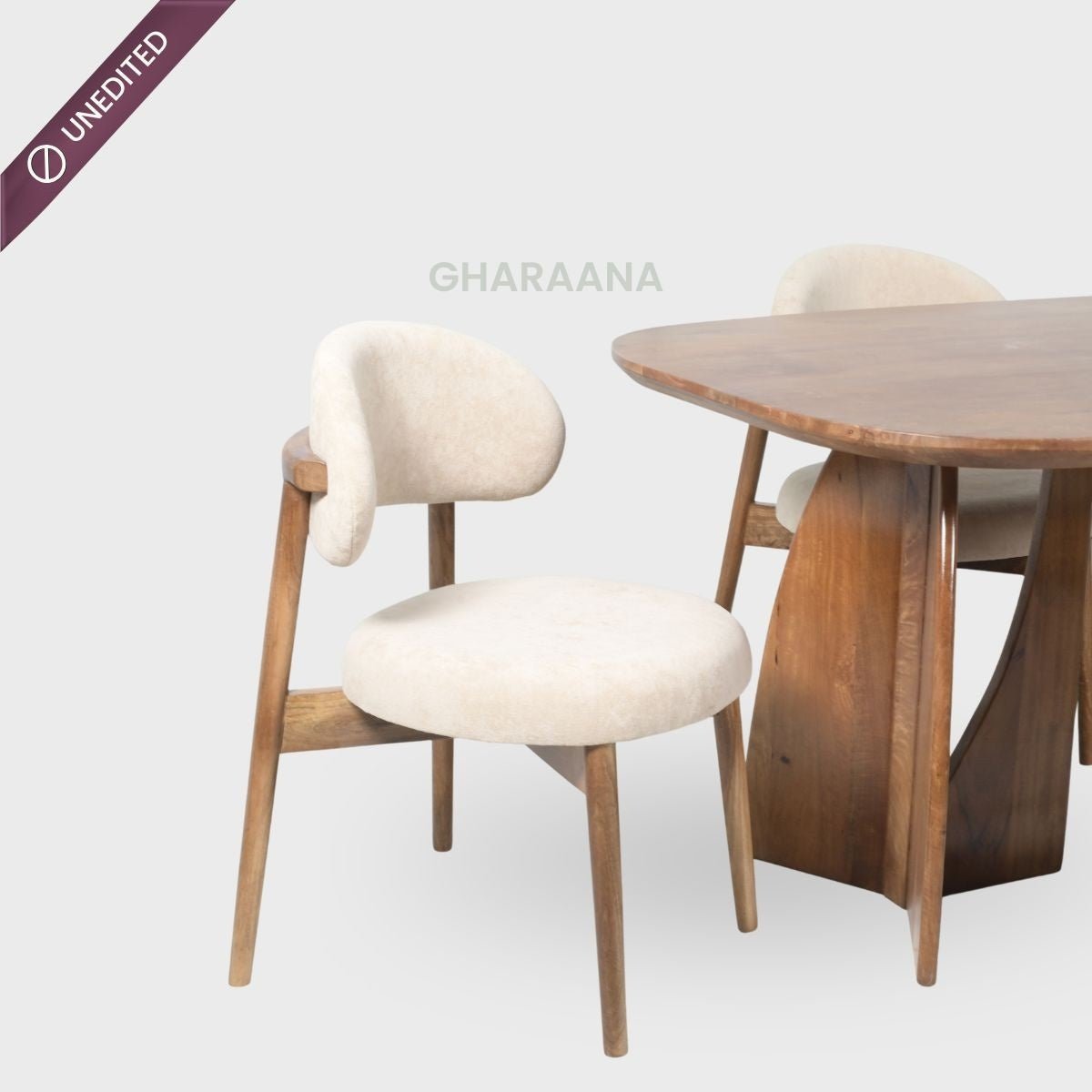 Crescent Wooden Dining Table Set - Dining Set - Gharaana