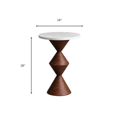 Cornett Marble-Top Wooden Side Table - Set of 2 - Side Tables - Gharaana