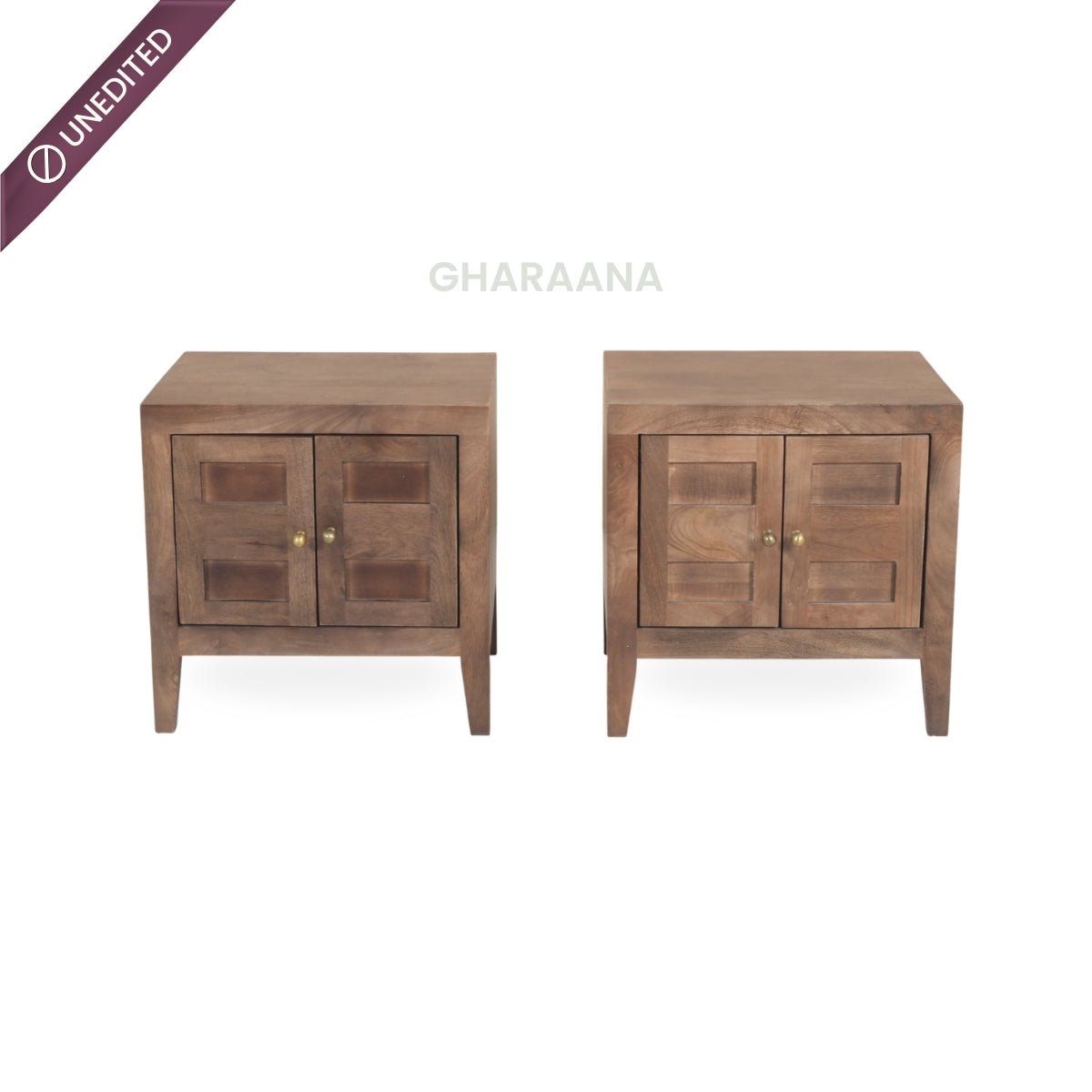 Isha 100% Solid Wood Bed with Bedside Tables - Beds - Gharaana