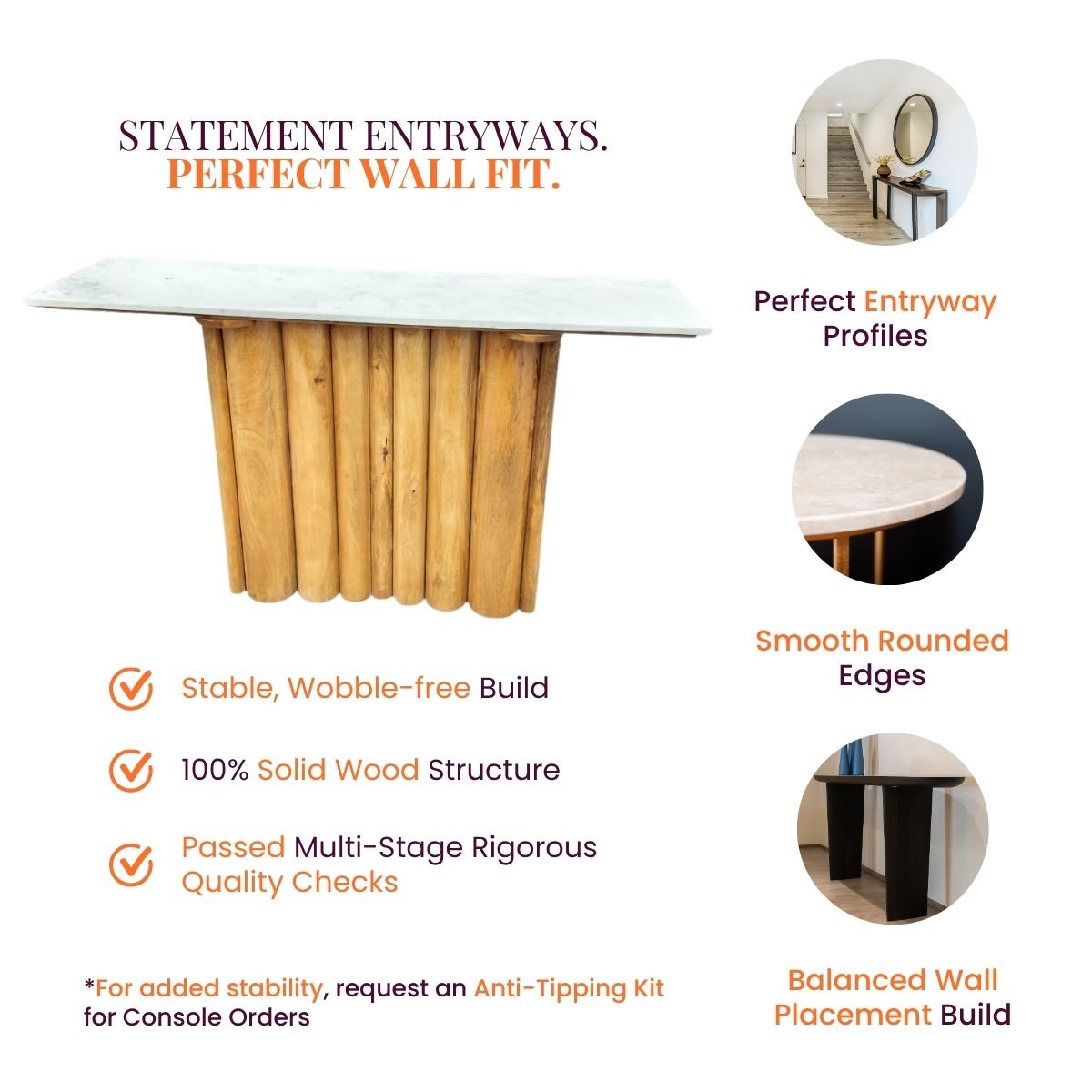 Sculpted Wooden Console Table - Console Tables - Gharaana
